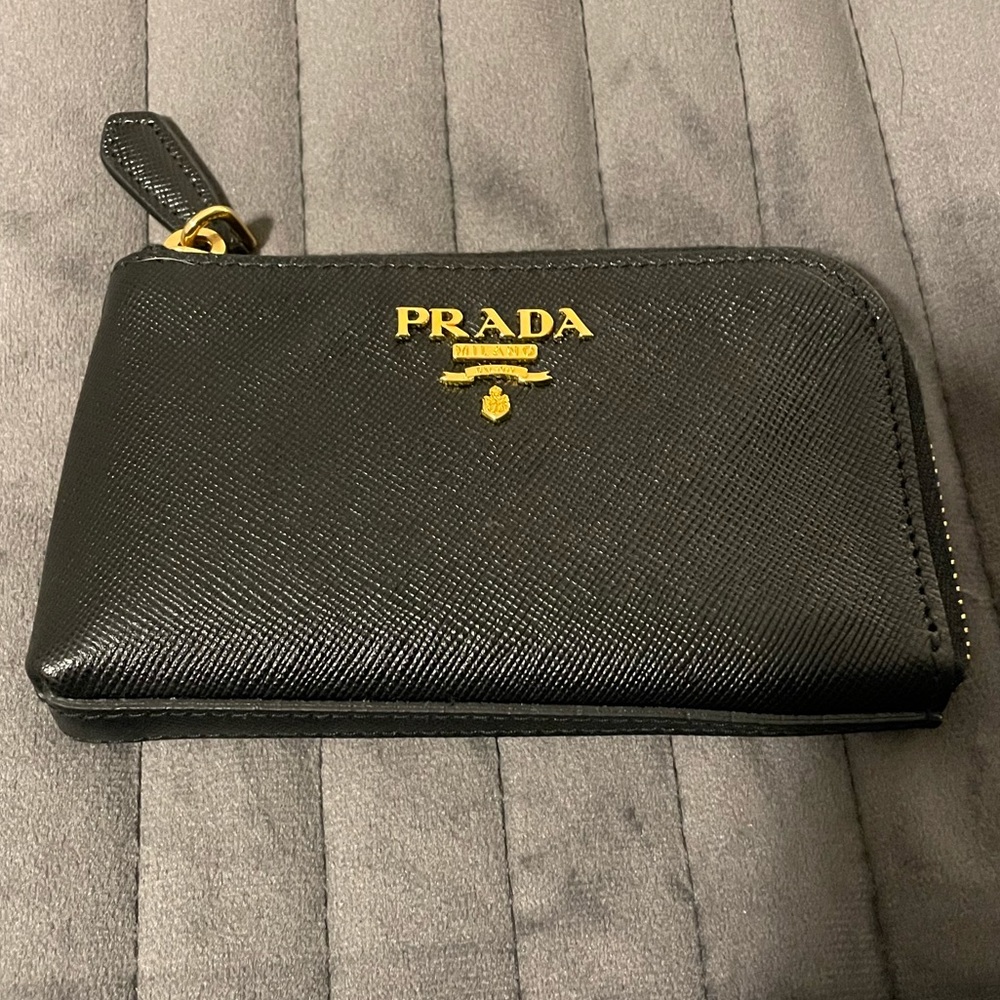 Authentic Prada leather coin purse- black